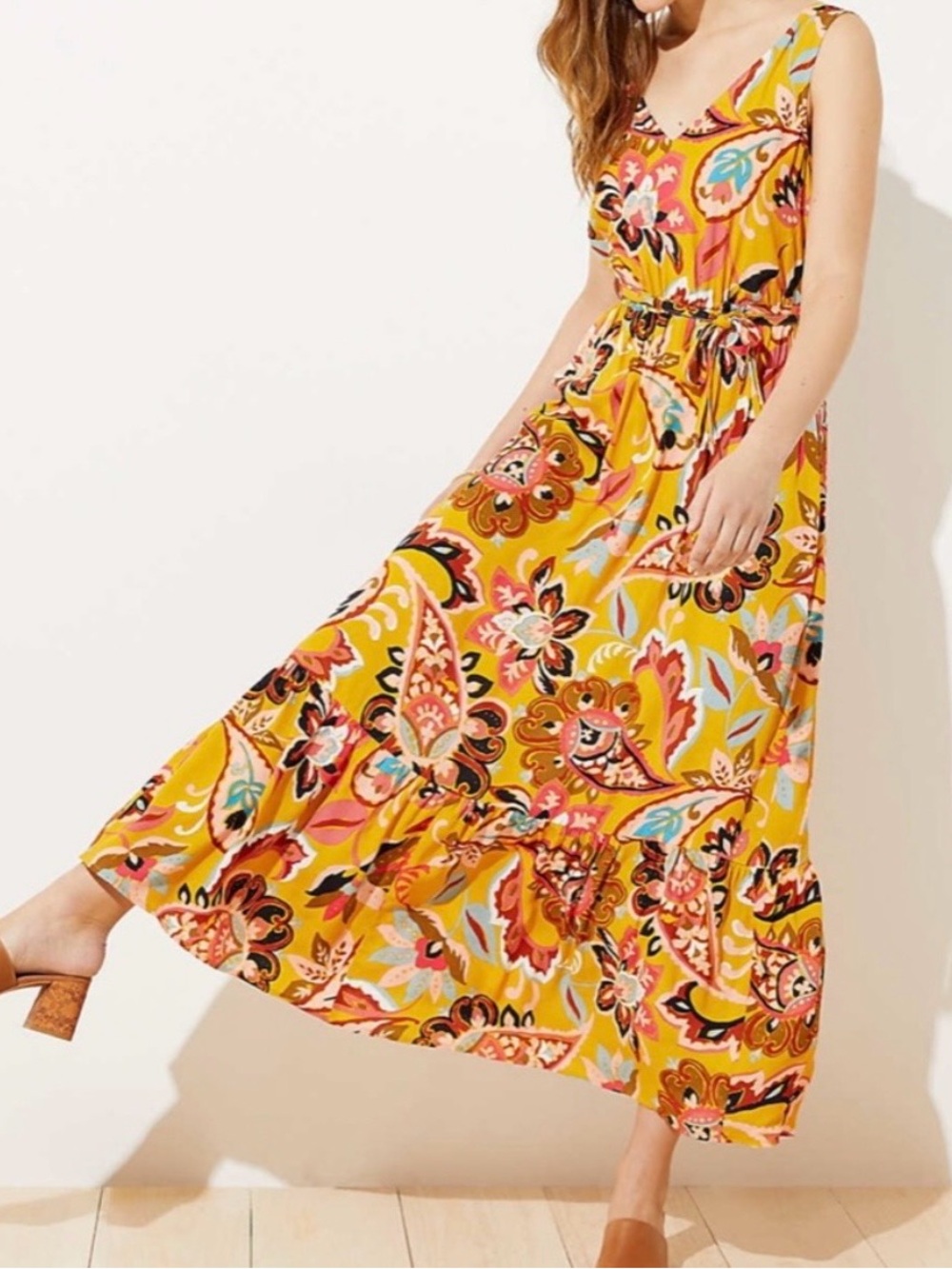 Loft Floral Paisley Belted
Flounce Maxi Dress